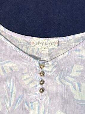 NWT Hippie Rose Lavender Palm Leaf Ruffle Cami Button Front Medium